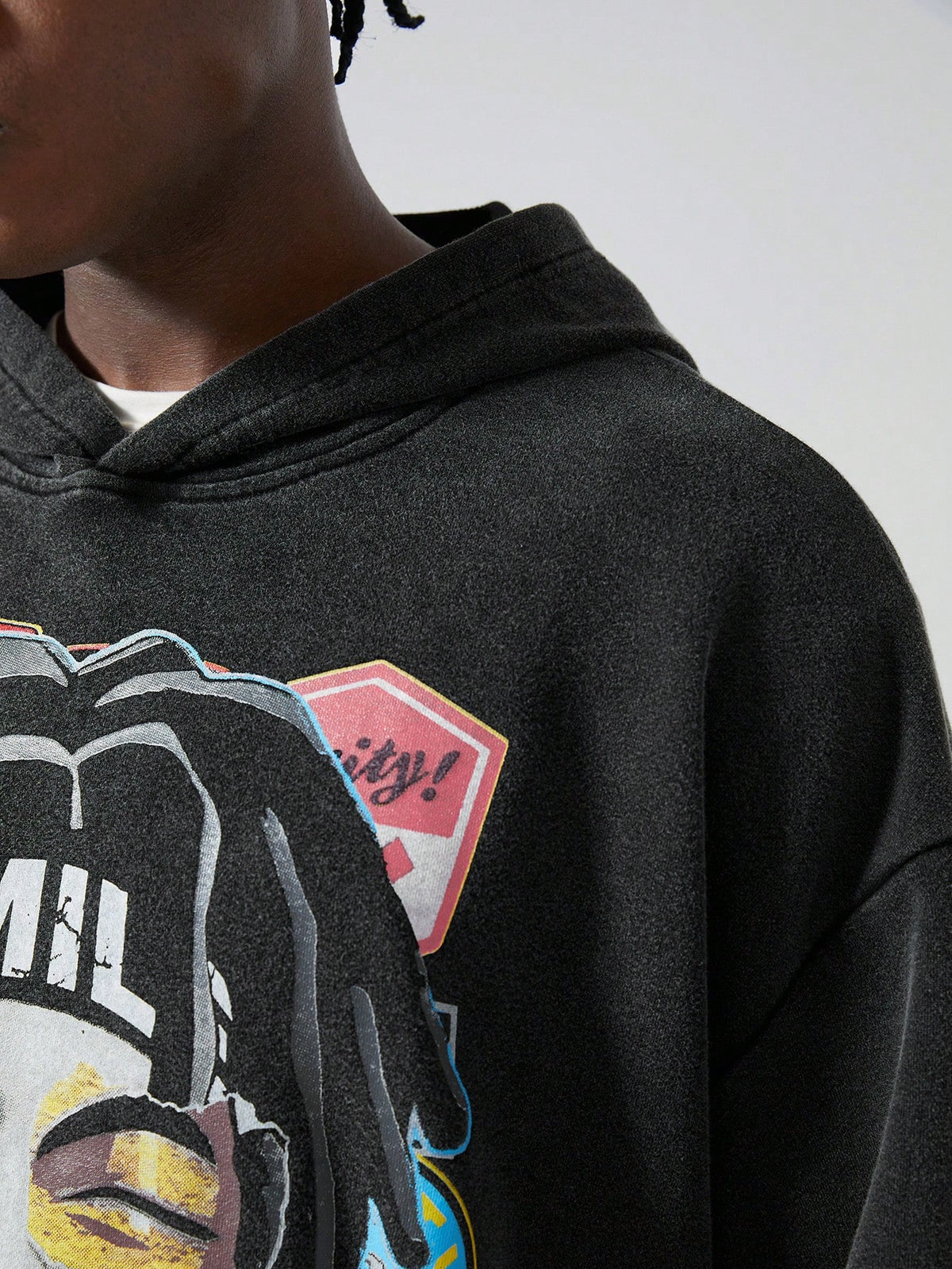 Black Graphic Portrait Hoodie