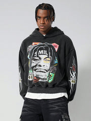 Black Graphic Portrait Hoodie