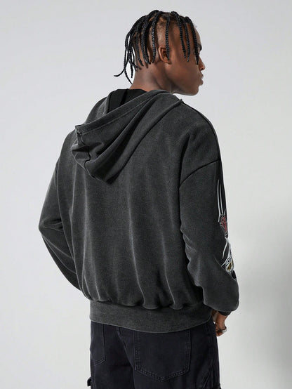 Black Graphic Portrait Hoodie