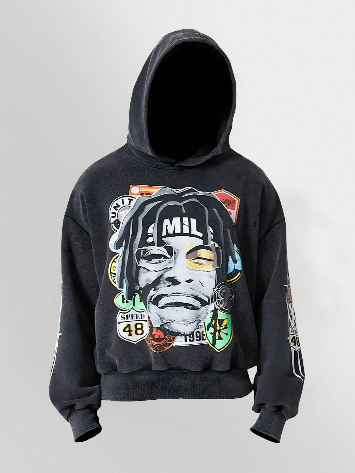 Black Graphic Portrait Hoodie
