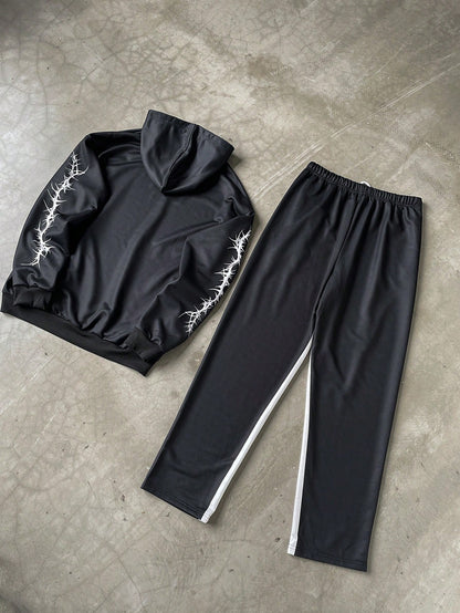 Black Graphic Skull Pullover Hoodie