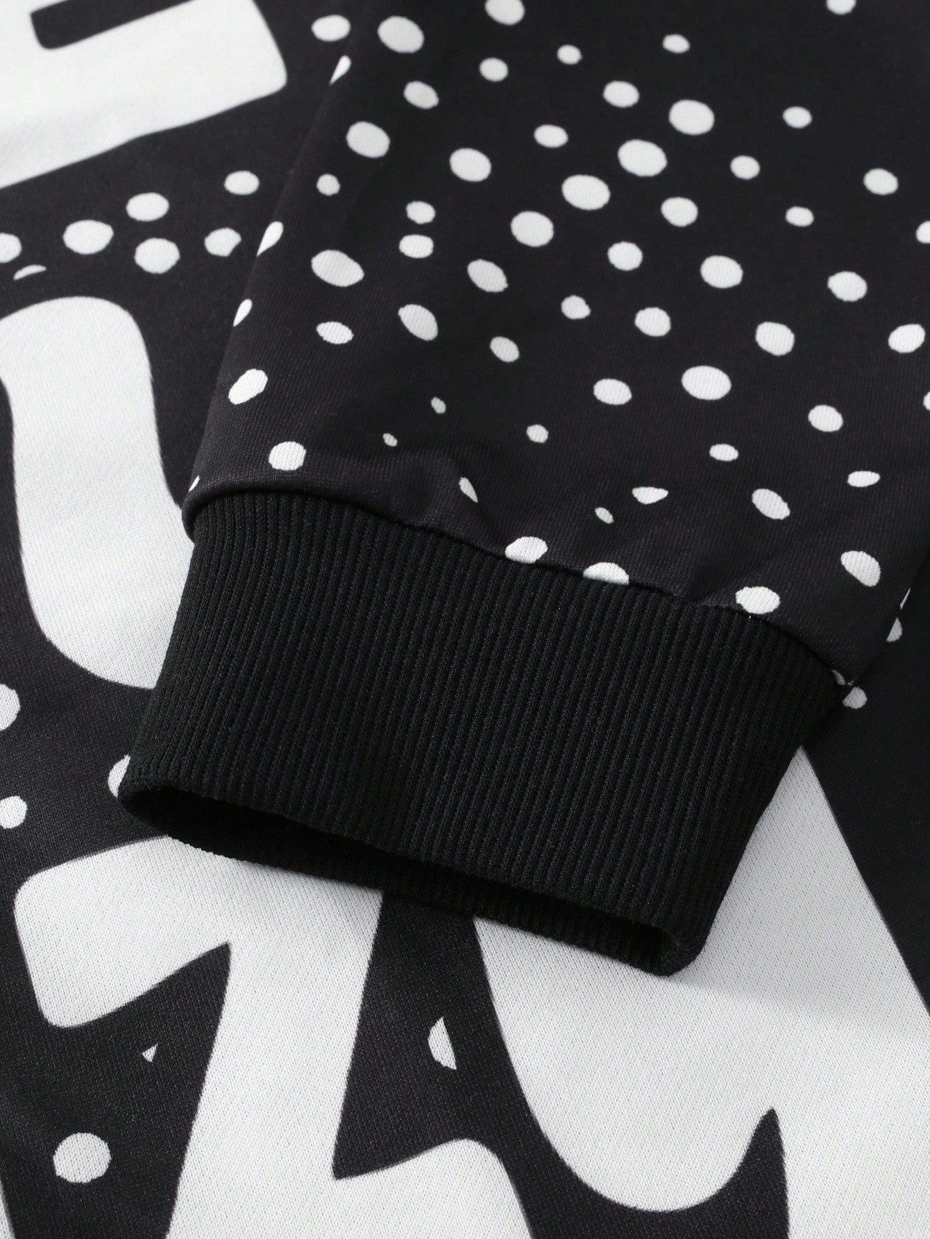 Black Polka Dot Slogan Hoodie Jacket