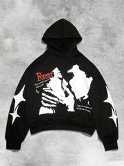 Black Streetwear Graphic Hoodie