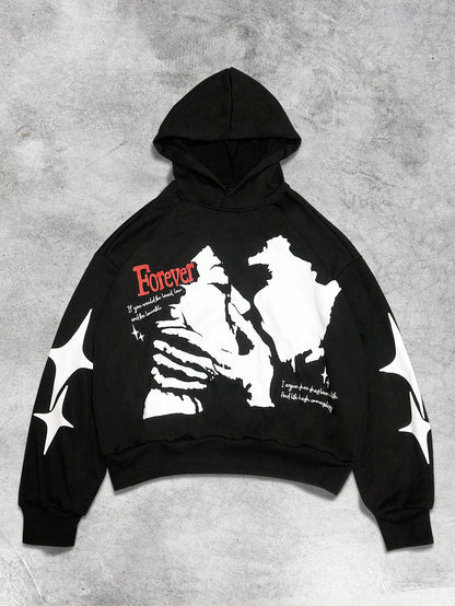 Black Streetwear Graphic Hoodie