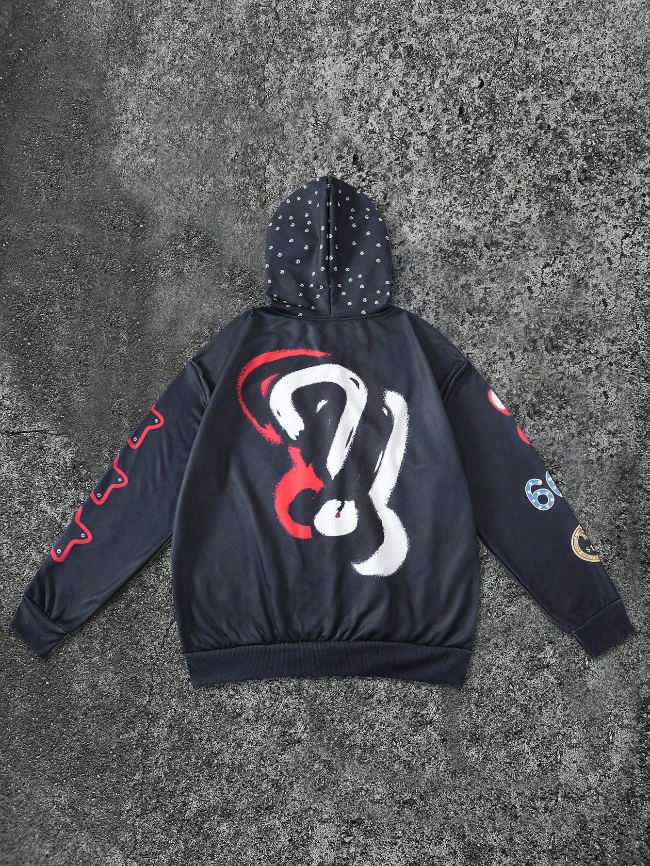 Black Who Cares Get Money Graphic Full Zip Hoodie