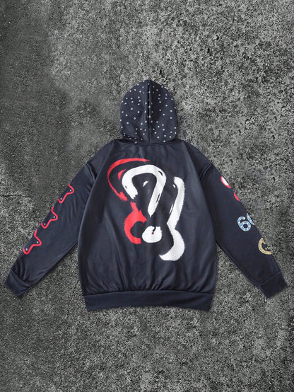 Black Who Cares Get Money Graphic Full Zip Hoodie