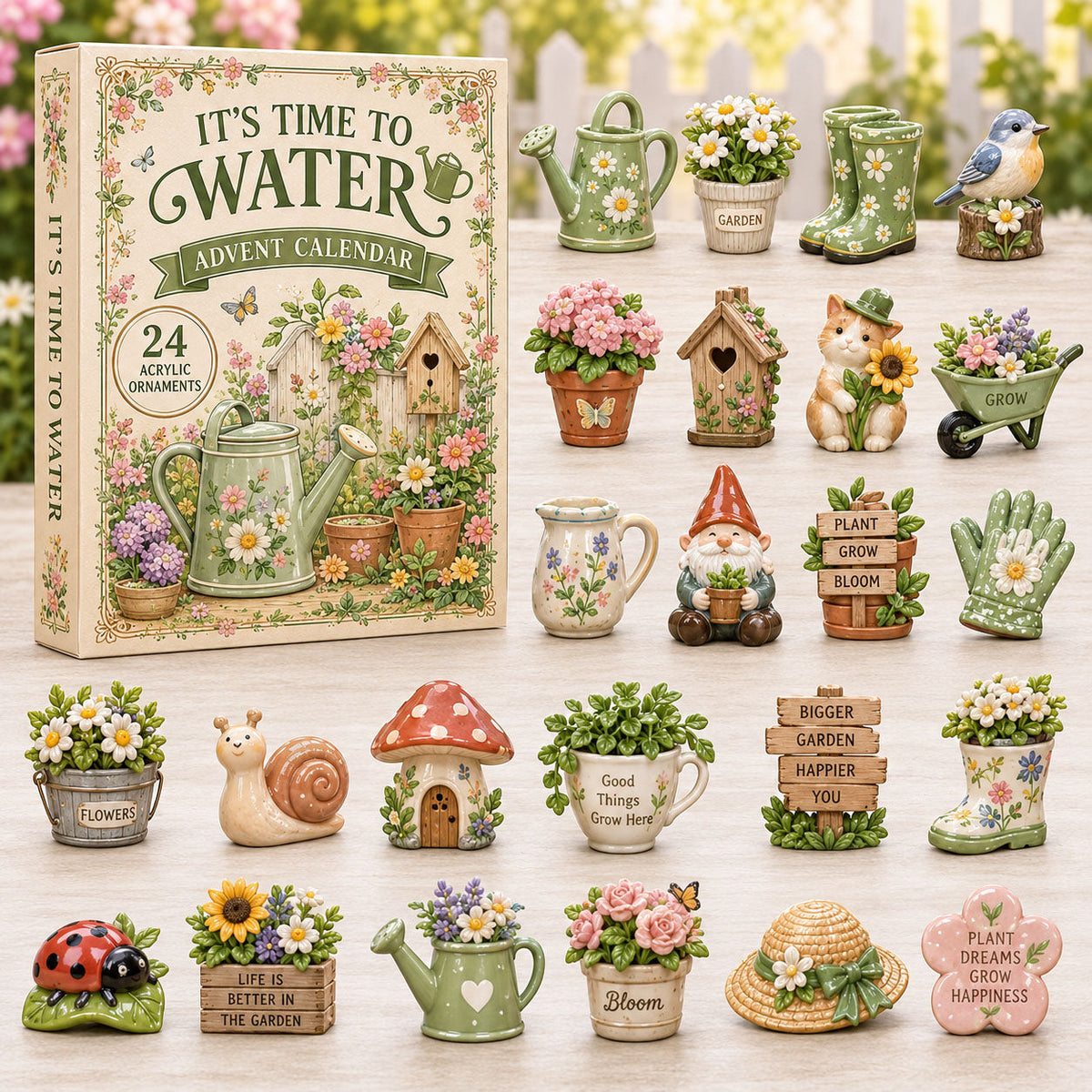 CHRISTMAS KICKOFF 40% OFF - Blooming Garden Advent Calendar 2026 - 24-Day Festive Countdown, Acrylic Charms Blind Box - Gift For Gardening Lovers