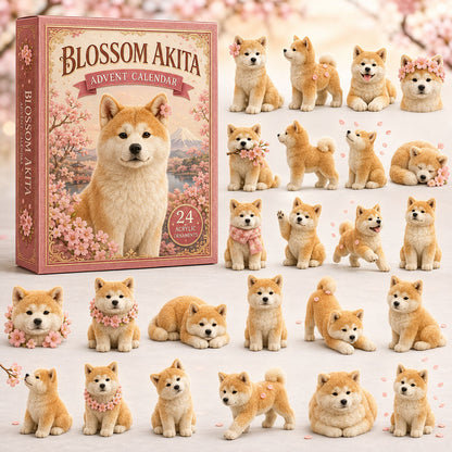 CHRISTMAS KICKOFF 40% OFF - Blossom Akita Advent Calendar 2026 - 24-Day Festive Countdown, Acrylic Charms Blind Box - Gift For Dog Lovers AC0TM015