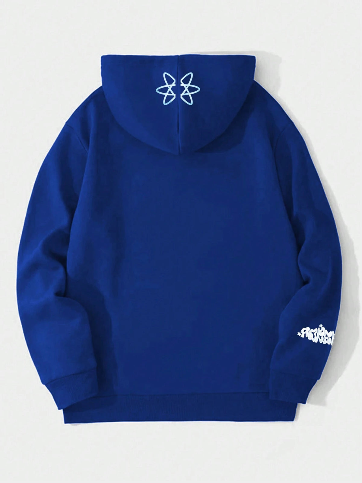 Blue Y2K Graffiti Print Pullover Hoodie