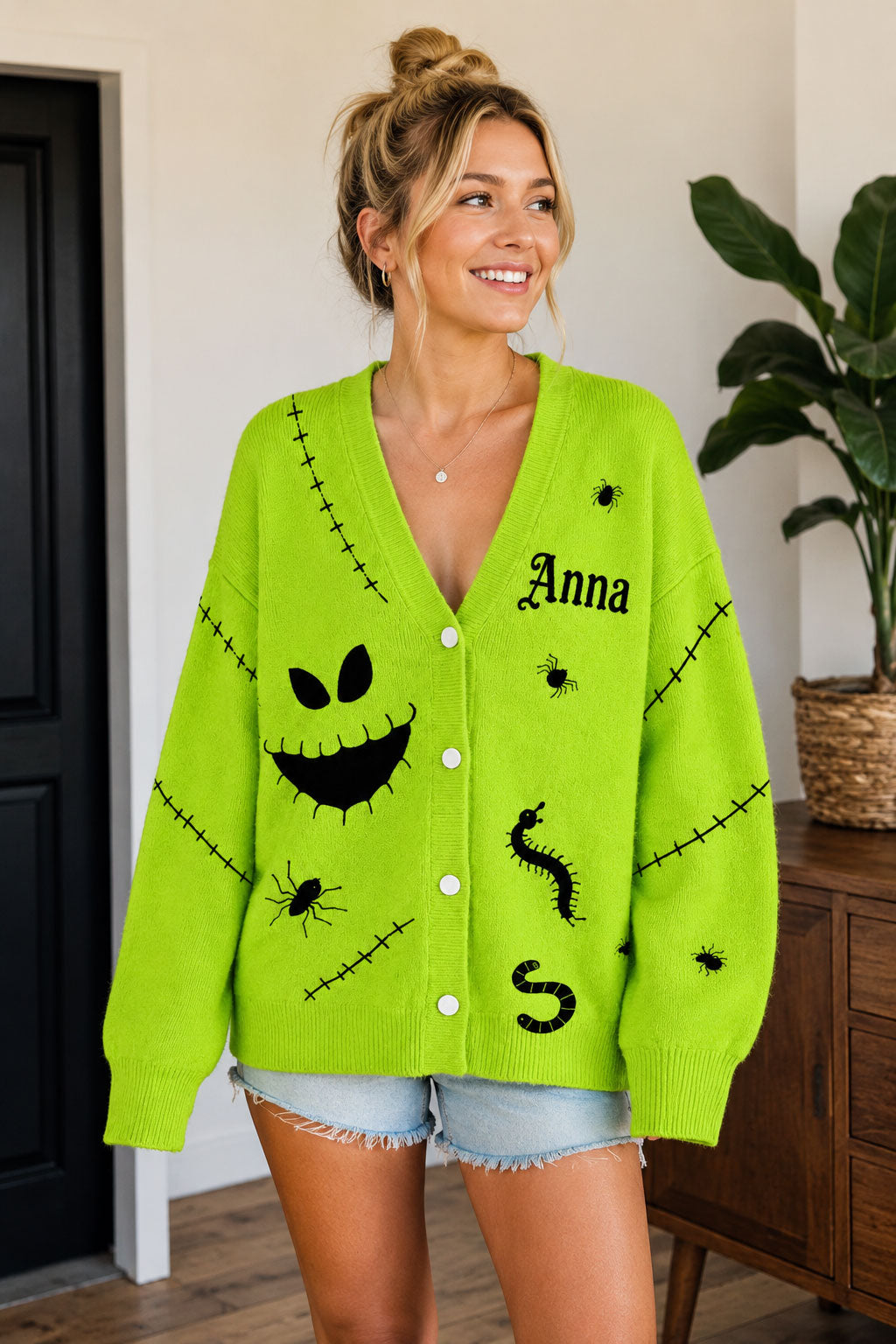 Boogie Halloween Lime Green Cardigan