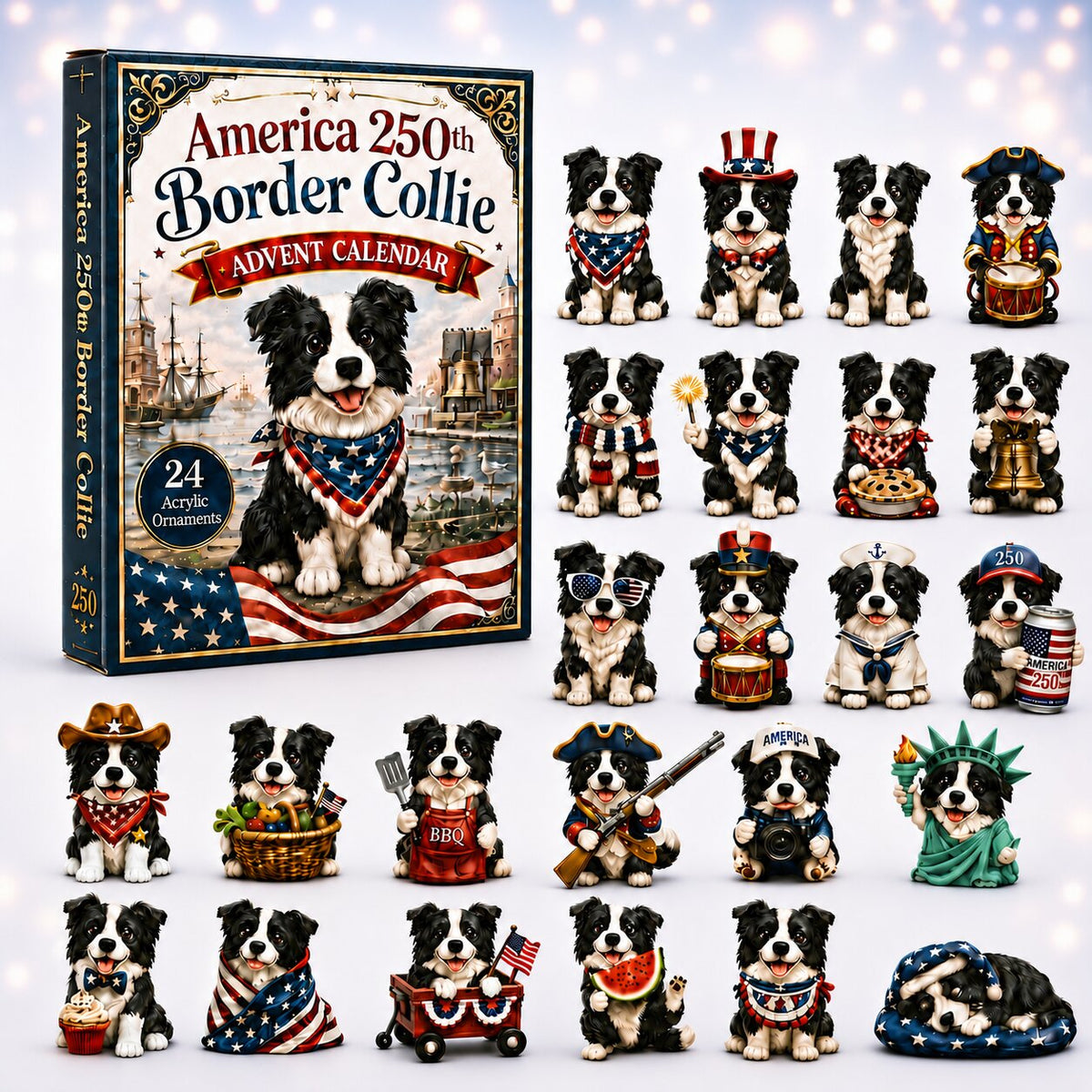 CHRISTMAS KICKOFF 40% OFF - Border Collie Advent Calendar 2026 - 24-Day Festive Countdown, Acrylic Charms Blind Box - Gift For Dog Lovers