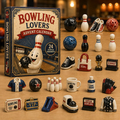 CHRISTMAS KICKOFF 40% OFF - Bowling Mascot Advent Calendar 2026 - 24-Day Festive Countdown, Acrylic Charms Blind Box - Gift For Bowling Lovers AC0TM053