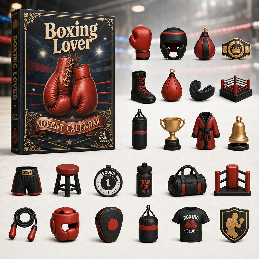 CHRISTMAS KICKOFF 40% OFF - Boxing Lover Advent Calendar 2026 - 24-Day Festive Countdown, Acrylic Charms Blind Box - Gift For Sport Lovers AC0HA057
