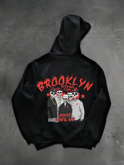 Brooklyn Skull Gang Graphic Black Hoodie