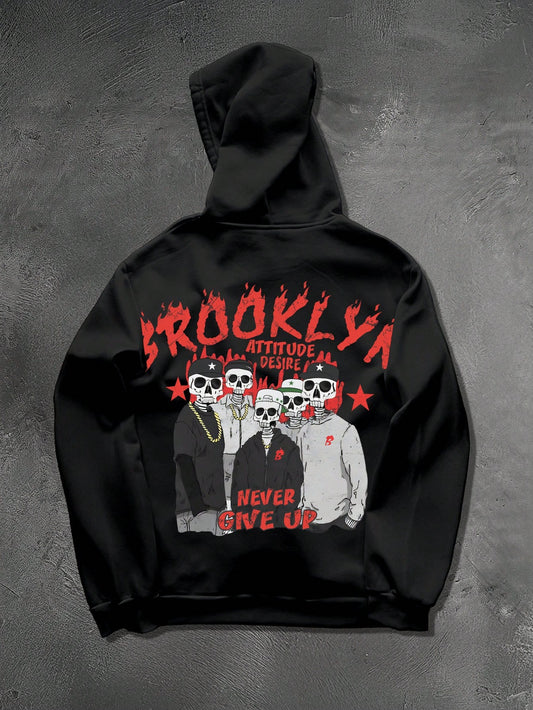 Brooklyn Skull Gang Graphic Black Hoodie