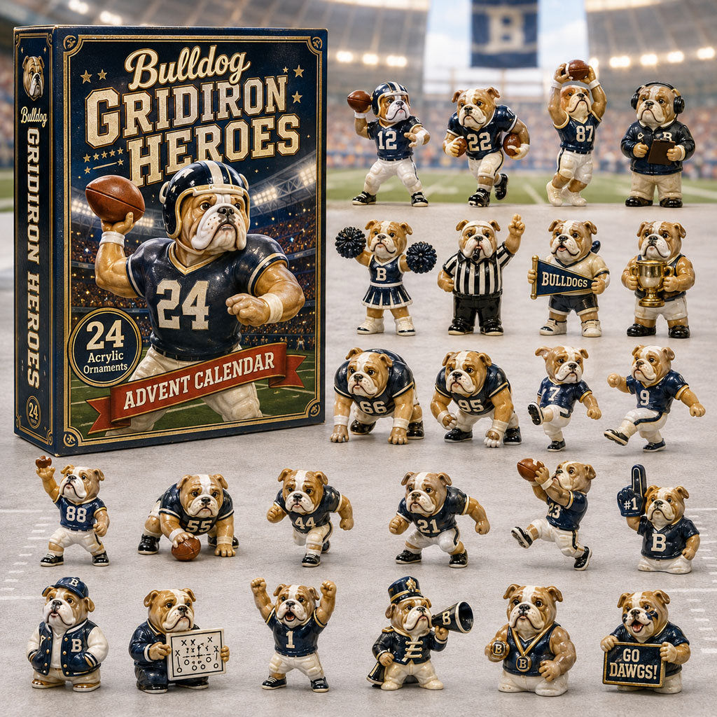 CHRISMAST KICKOFF 40% OFF - Bulldog Football Heroes Advent Calendar 2026 - 24-Day Festive Countdown, Acrylic Charms Blind Box - Gift For Dog Lovers AC0TH130