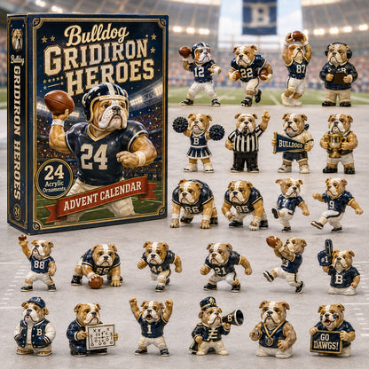CHRISMAST KICKOFF 40% OFF - Bulldog Football Heroes Advent Calendar 2026 - 24-Day Festive Countdown, Acrylic Charms Blind Box - Gift For Dog Lovers AC0TH130
