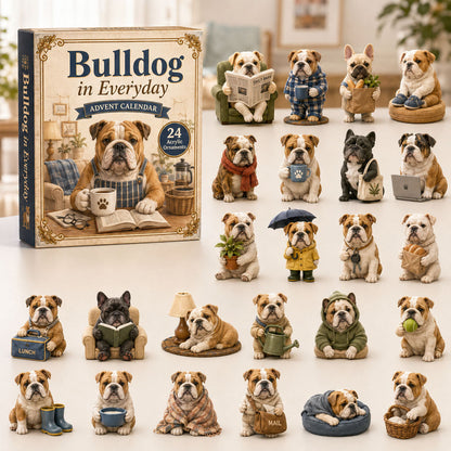 CHRISTMAS KICKOFF 40% OFF - Bulldog In Everyday Advent Calendar 2026 - 24-Day Festive Countdown, Acrylic Charms Blind Box - Gift For Bulldog Lovers AC0TH085