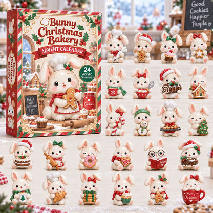 CHRISTMAS KICKOFF 40% OFF - Bunny Christmas Bakery Advent Calendar 2026 - 24-Day Festive Countdown, Acrylic Charms Blind Box - Gift For Bunny Lovers AC0HA243
