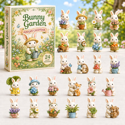 CHRISTMAS KICKOFF 40% OFF - Bunny Garden Advent Calendar 2026 - 24-Day Festive Countdown, Acrylic Charms Blind Box - Gift For Bunny Lovers