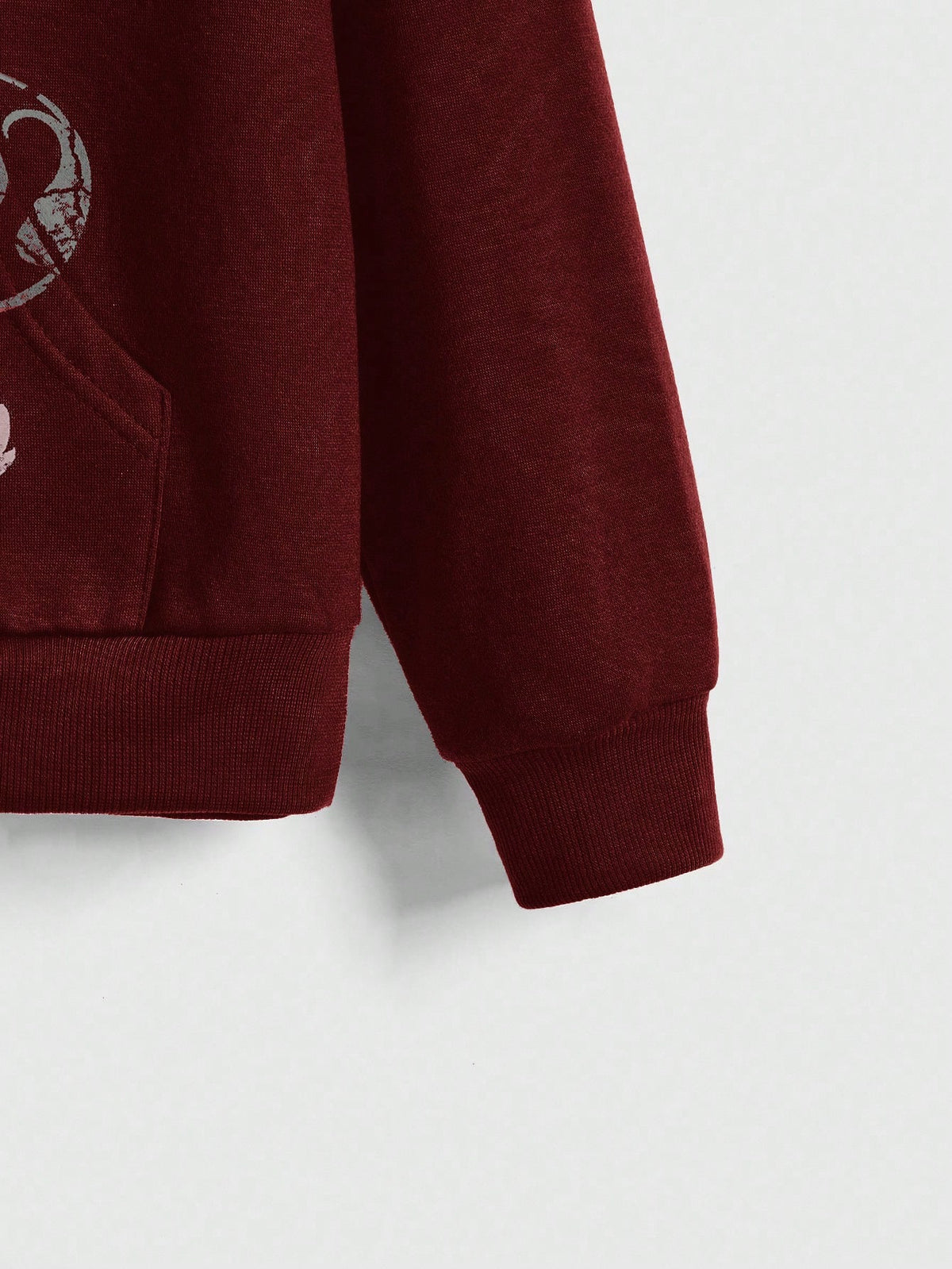 Burgundy Gothic Cross Graphic Fleece Zip Hoodie