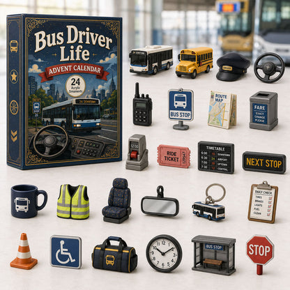 CHRISTMAS KICKOFF 40% OFF - Bus Driver Life Advent Calendar 2026 - 24-Day Festive Countdown, Acrylic Charms Blind Box - Gift For Job Lovers AC0HA226