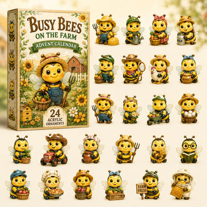 CHRISTMAS KICKOFF 40% OFF - Busy Bees Advent Calendar 2026 - 24-Day Festive Countdown, Acrylic Charms Blind Box - Gift For Bee Lover