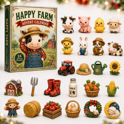CHRISTMAS KICKOFF 40% OFF - Happy Farmhouse Advent Calendar 2026 - 24-Day Festive Countdown, Acrylic Charms Blind Box - Gift For Farmer