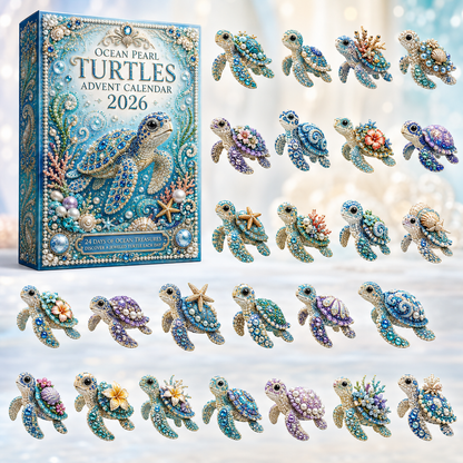 🐢 CHRISTMAS KICKOFF 40% OFF ✨ - Ocean Pearl Turtles Advent Calendar 2026 - 24-Day Festive Countdown, Acrylic Charms Blind Box - Gift For Turtle Lovers