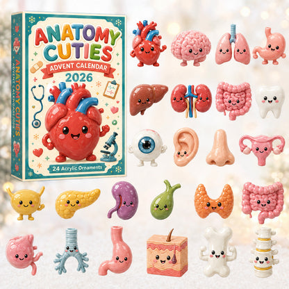 CHRISTMAS KICKOFF 40% OFF - Anatomy Cuties Advent Calendar 2026 - 24-Day Festive Countdown, Acrylic Charms Blind Box - Gift For Nurses & Doctors AC0HT524