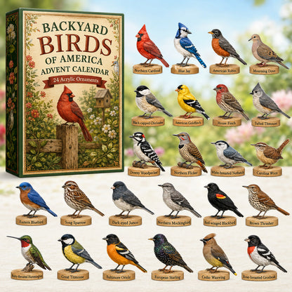 CHRISTMAS KICKOFF 40% OFF - Backyard Birds of America Advent Calendar 2026 - 24-Day Festive Countdown, Acrylic Charms Blind Box - Gift For Birds Lovers AC0HT218