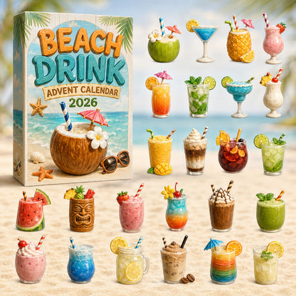 CHRISTMAS KICKOFF 40% OFF - Beach Drink Advent Calendar 2026 - 24-Day Festive Countdown, Acrylic Charms Blind Box - Gift For Beach Lovers AC0HT306