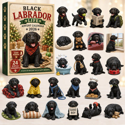 CHRISTMAS KICKOFF 40% OFF - Black Labrador Life Advent Calendar 2026 - 24-Day Festive Countdown, Acrylic Charms Blind Box - Gift For Labrador Lovers AC0HT256