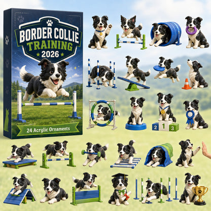 CHRISTMAS KICKOFF 40% OFF - Border Collie Training Advent Calendar 2026 - 24-Day Festive Countdown, Acrylic Charms Blind Box - Gift For Border Collie Lovers AC0HT173