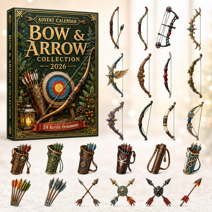 CHRISTMAS KICKOFF 40% OFF - Bow & Arrow Collection Advent Calendar 2026 - 24-Day Festive Countdown, Acrylic Charms Blind Box - Gift For Archery Lovers AC0HT327