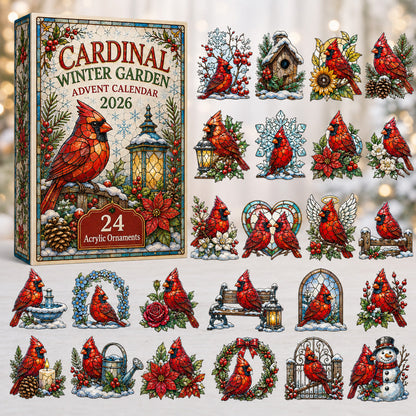 CHRISTMAS KICKOFF 40% OFF - Cardinal Winter Garden Advent Calendar 2026 - 24-Day Festive Countdown, Acrylic Charms Blind Box - Gift For Cardinal Lovers, Family & Friends AC0HT436