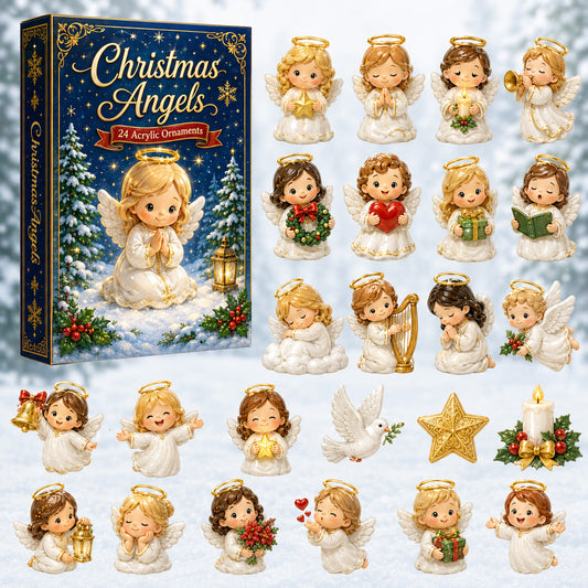 CHRISTMAS KICKOFF 40% OFF - Christmas Angels Moments Advent Calendar 2026 - 24-Day Festive Countdown, Acrylic Charms Blind Box - Gift For Family Members