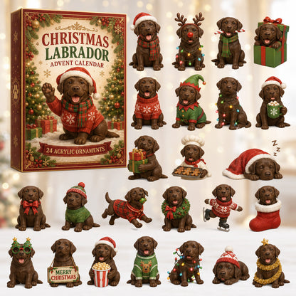 CHRISTMAS KICKOFF 40% OFF - Christmas Chocolate Labrador Advent Calendar 2026 - 24-Day Festive Countdown, Acrylic Charms Blind Box - Gift For Labrador Lovers