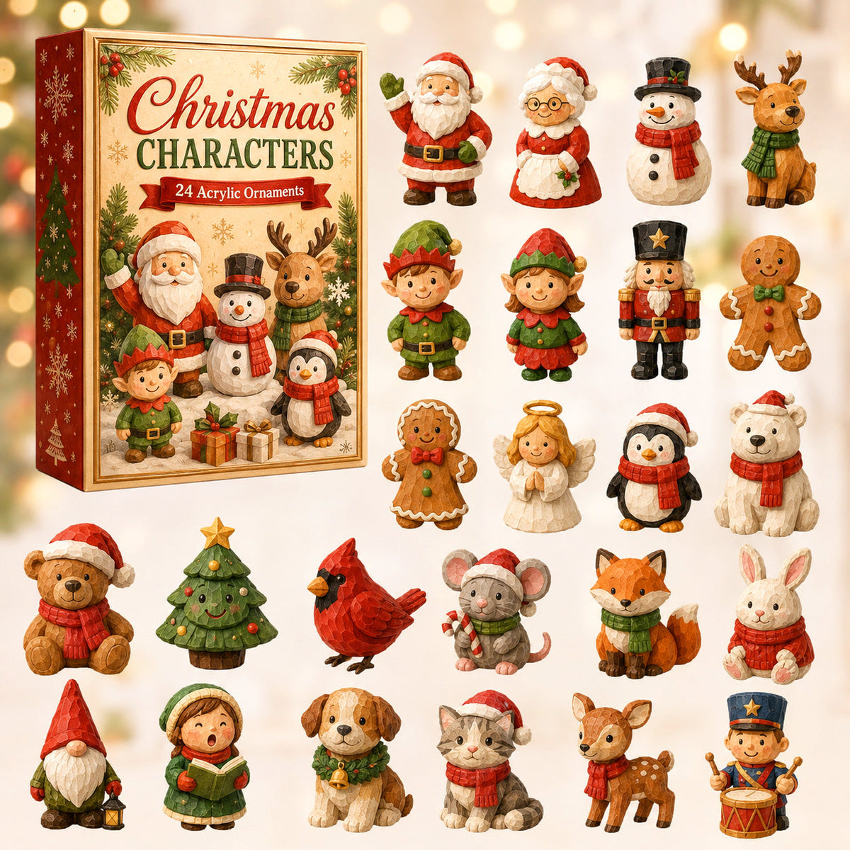 CHRISTMAS KICKOFF 40% OFF - Christmas Land Characters Advent Calendar 2026 - 24-Day Festive Countdown, Acrylic Charms Blind Box - Gift For Family Members