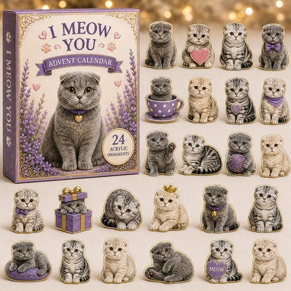 CHRISTMAS KICKOFF 40% OFF - Cozy Cats Advent Calendar 2026 - 24-Day Festive Countdown, Acrylic Charms Blind Box - Gift For Cat Lovers