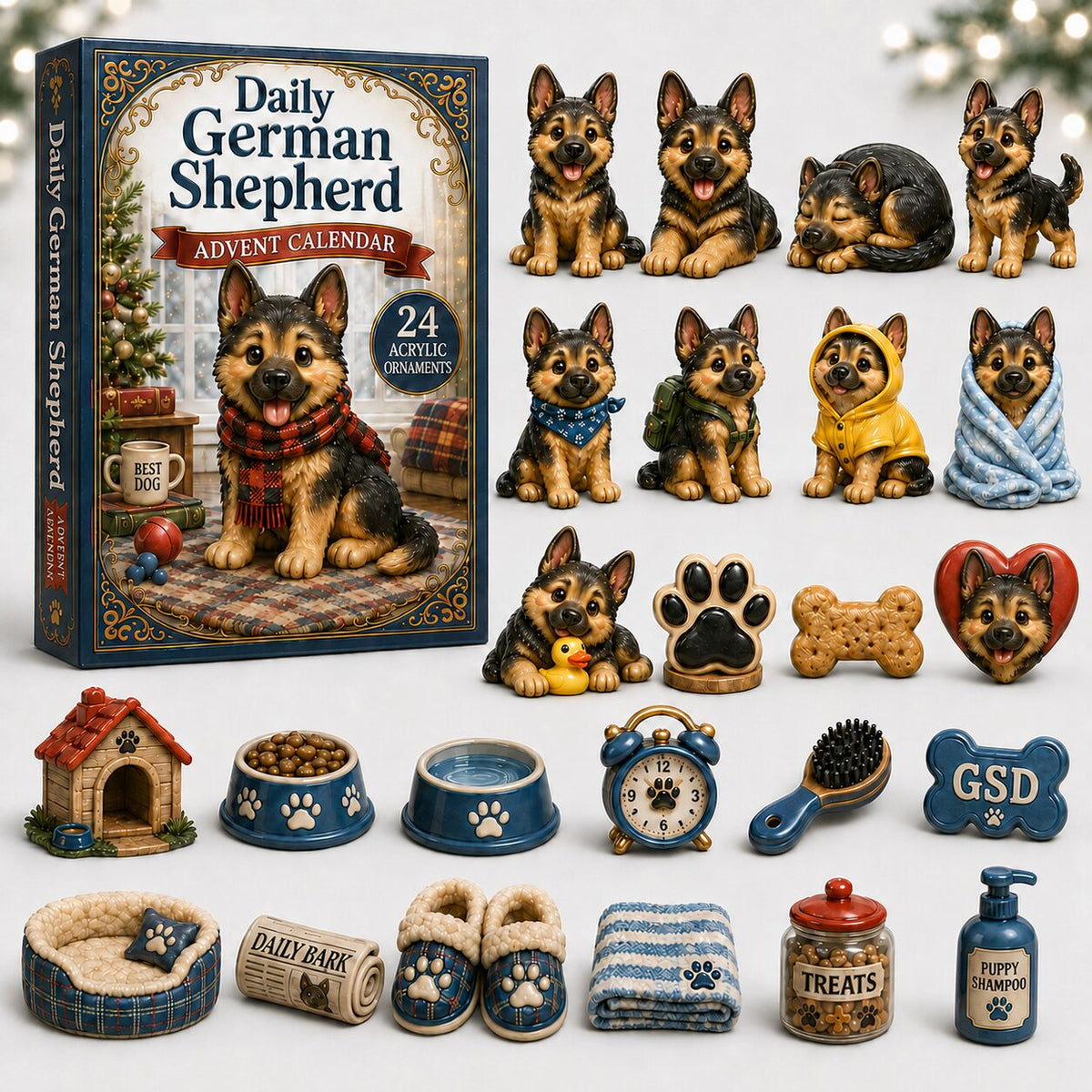 CHRISTMAS KICKOFF 40% OFF - Daily German Shepherd Advent Calendar 2026 - 24-Day Festive Countdown, Acrylic Charms Blind Box - Gift For Dog Lovers