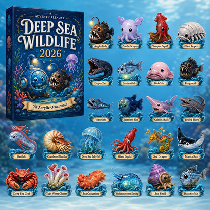 CHRISTMAS KICKOFF 40% OFF - Deep Sea Wildlife Advent Calendar 2026 - 24-Day Festive Countdown, Acrylic Charms Blind Box - Gift For Ocean Lovers, Family & Friends AC0HT240