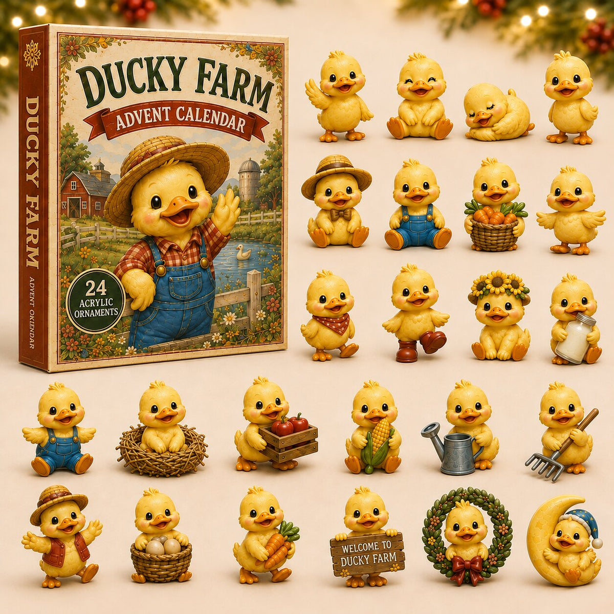 CHRISTMAS KICKOFF 40% OFF - Ducky Farm Advent Calendar 2026 - 24-Day Festive Countdown, Acrylic Charms Blind Box - Gift For Farmer