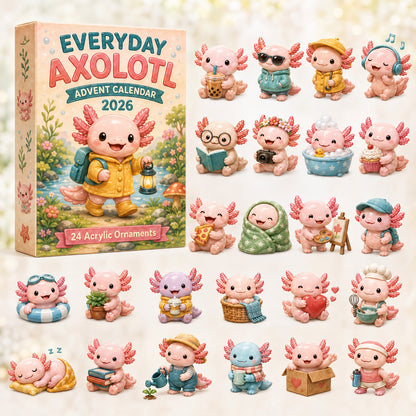 CHRISTMAS KICKOFF 40% OFF - Everyday Axolotl Advent Calendar 2026 - 24-Day Festive Countdown, Acrylic Charms Blind Box - Gift For Axolotl Lovers AC0HT488