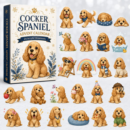 CHRISTMAS KICKOFF 40% OFF - Everyday Cocker Spaniel Advent Calendar 2026 - 24-Day Festive Countdown, Acrylic Charms Blind Box - Gift For Cocker Spaniel Lovers