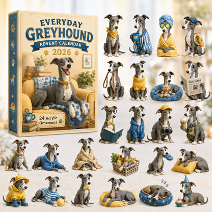 CHRISTMAS KICKOFF 40% OFF - Everyday Greyhound Advent Calendar 2026 - 24-Day Festive Countdown, Acrylic Charms Blind Box - Gift For Greyhound Lovers AC0HT405