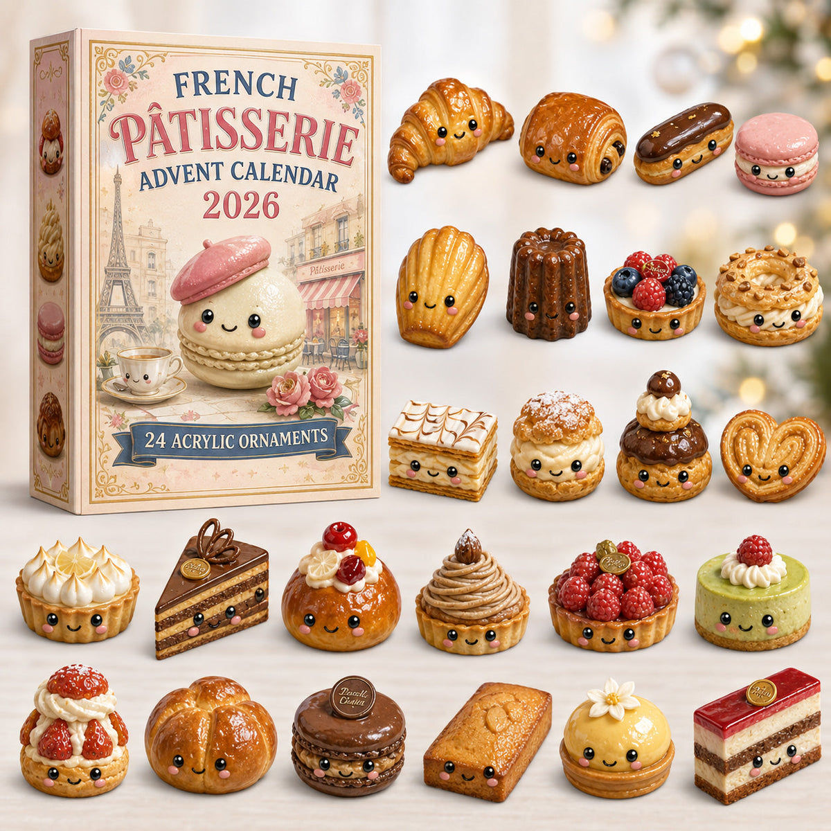 CHRISTMAS KICKOFF 40% OFF - French Patisserie Advent Calendar 2026 - 24-Day Festive Countdown, Acrylic Charms Blind Box - Gift For Baking Lovers AC0HT446