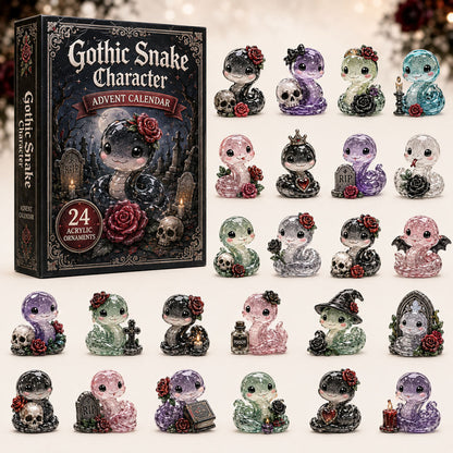 CHRISTMAS KICKOFF 40% OFF - Gothic Snake Advent Calendar 2026 - 24-Day Festive Countdown, Acrylic Charms Blind Box - Gift For Snake Lovers