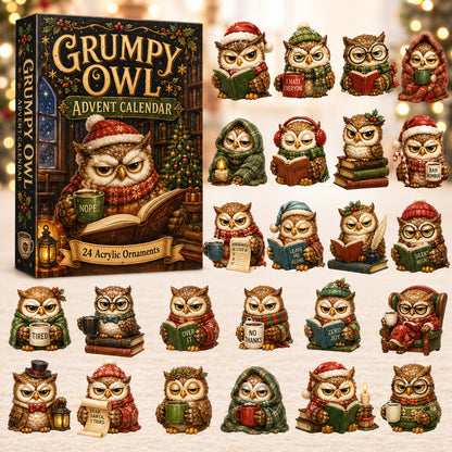 CHRISTMAS KICKOFF 40% OFF - Grumpy Owl Advent Calendar 2026 - 24-Day Festive Countdown, Acrylic Charms Blind Box - Gift For Owl Lovers AC0HT366