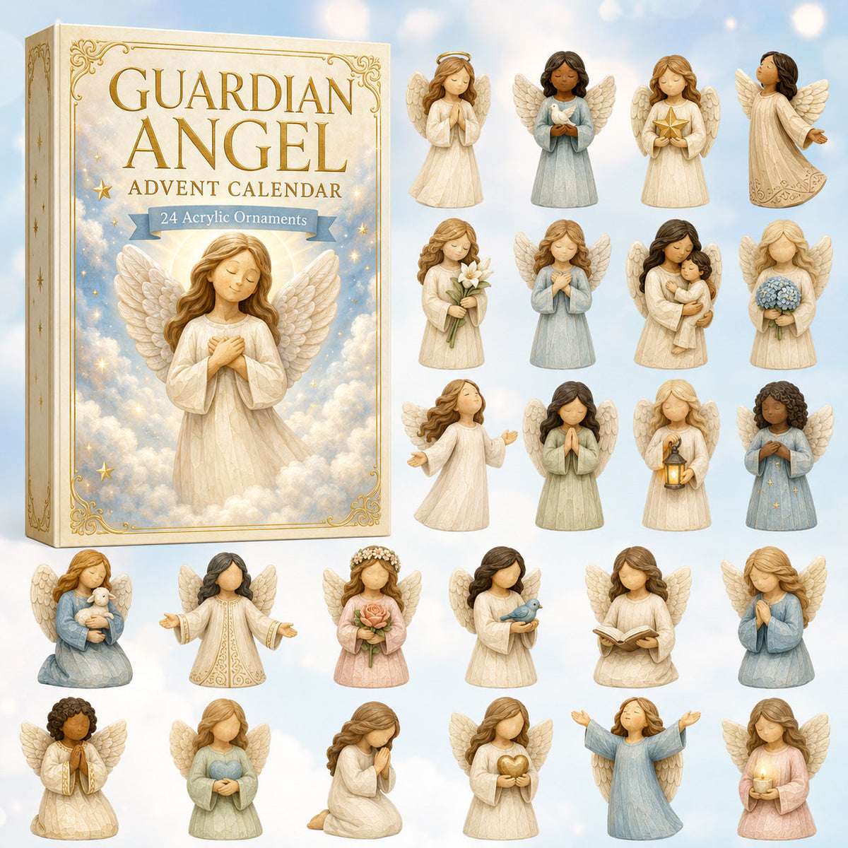 CHRISTMAS KICKOFF 40% OFF - Guardian Angel Advent Calendar 2026 - 24-Day Festive Countdown, Acrylic Charms Blind Box - Gift For Family & Friends AC0HT210
